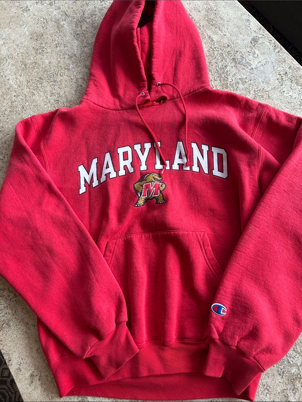 Champion Red Maryland Hoodie with Terp Logo Vintage